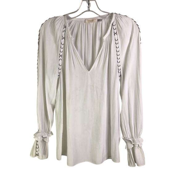 Ramy Brook Sheila Hoop-Hardware Top Wmns XS Ruffle Long Sleeve Peasant - Picture 1 of 10